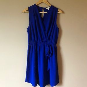 Brilliant Blue Faux Wrap Mini Dress